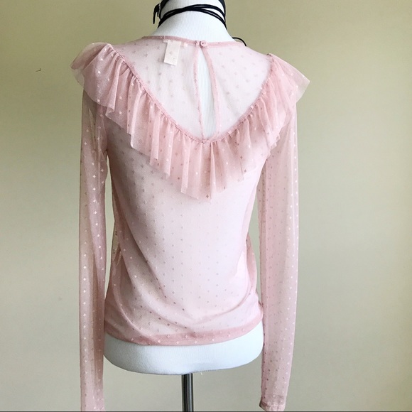 Forever 21 Sheer Blush Diamond Print Top - Picture 2 of 8